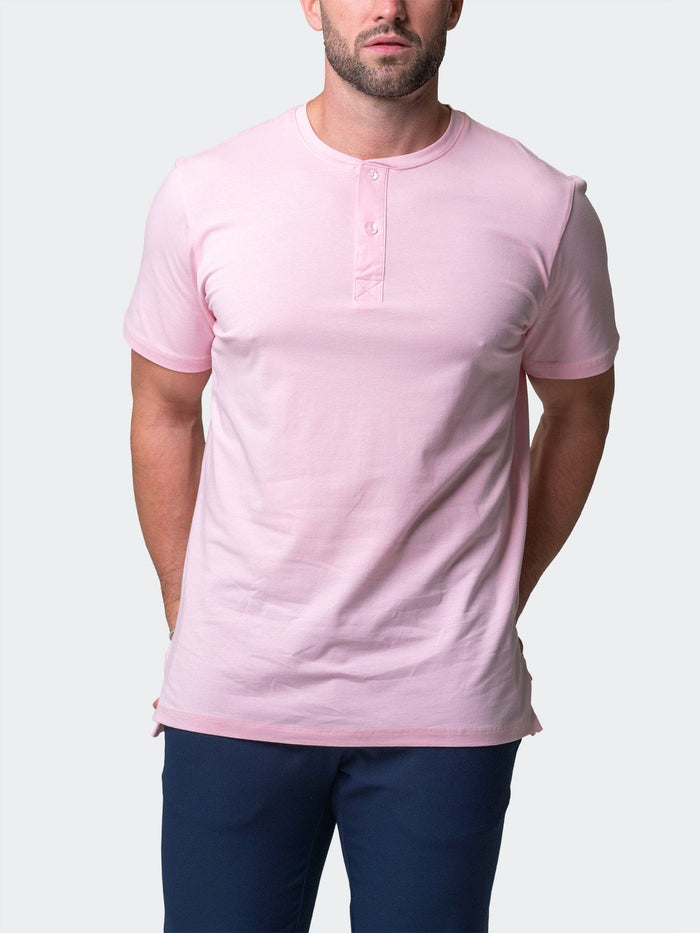 Maceoo Stretch Short-Sleeve Tshirts | Henley Core Pink
