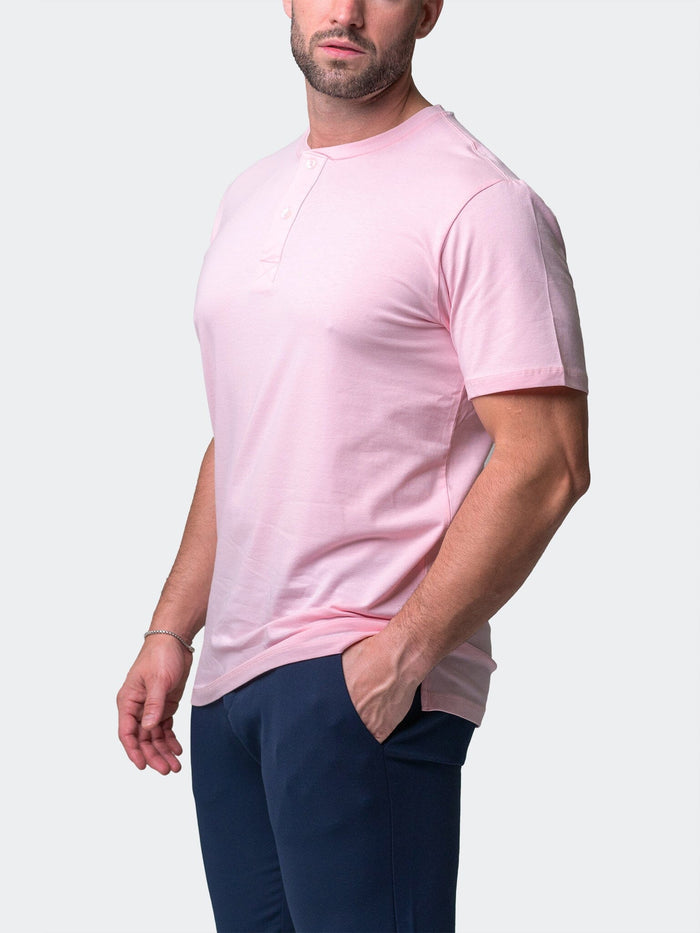 Maceoo Stretch Short-Sleeve Tshirts | Henley Core Pink