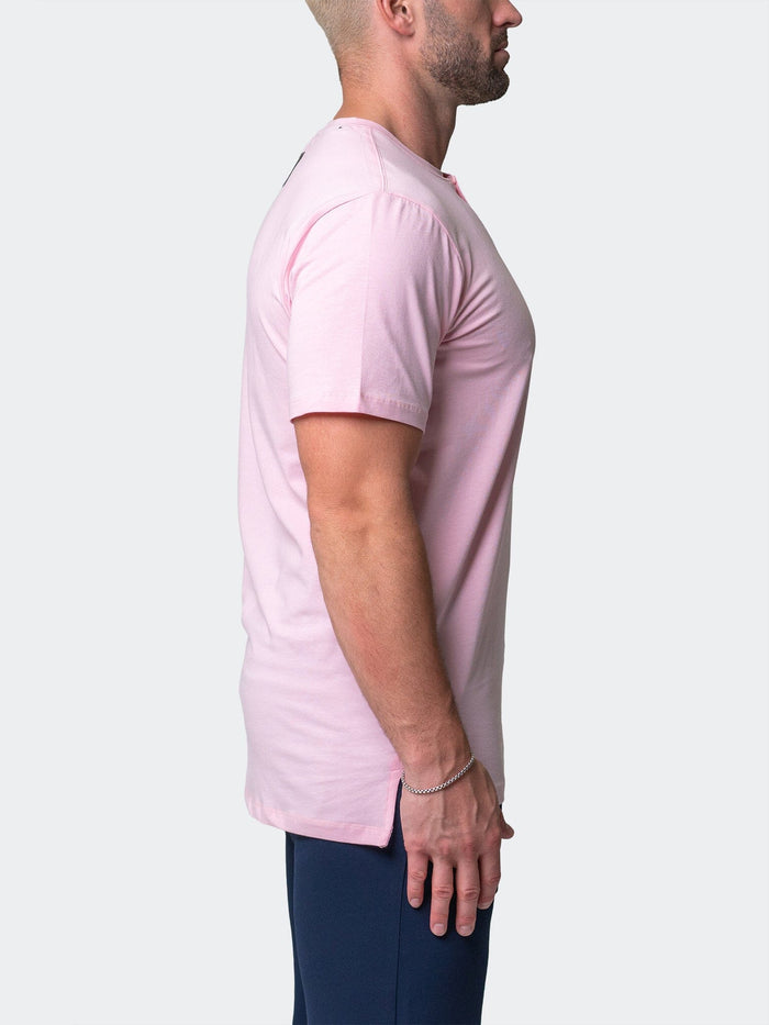 Maceoo Stretch Short-Sleeve Tshirts | Henley Core Pink