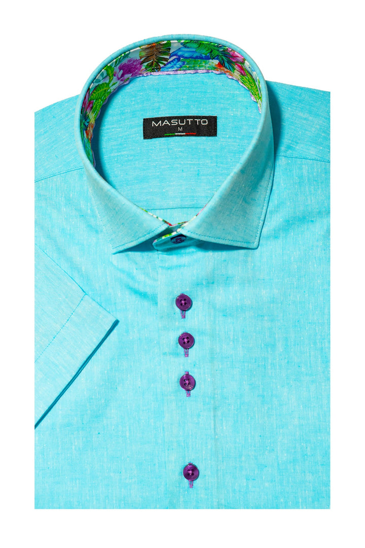 Masutto Short-Sleeve Shirt | LAZIO-55 SLEEVE BUTTON DOWN SHIRT - Men Fashion