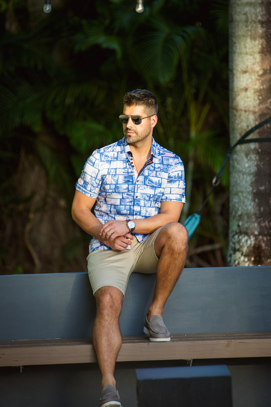 Au Noir Stretch Short Sleeve Shirt | Medford Blue Orange