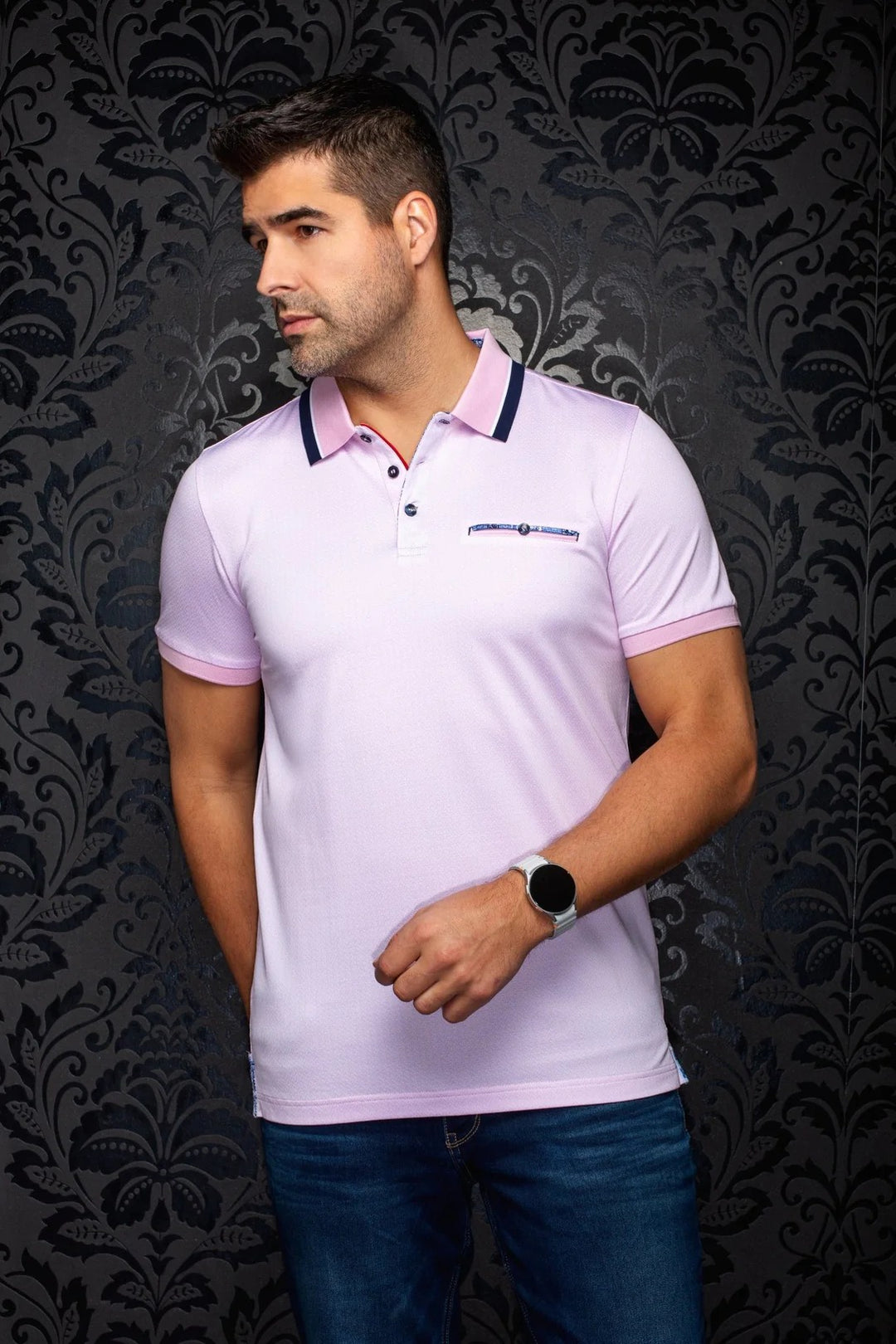 Au Noir Stretch Short-Sleeve Polo | Mojave Light Pink
