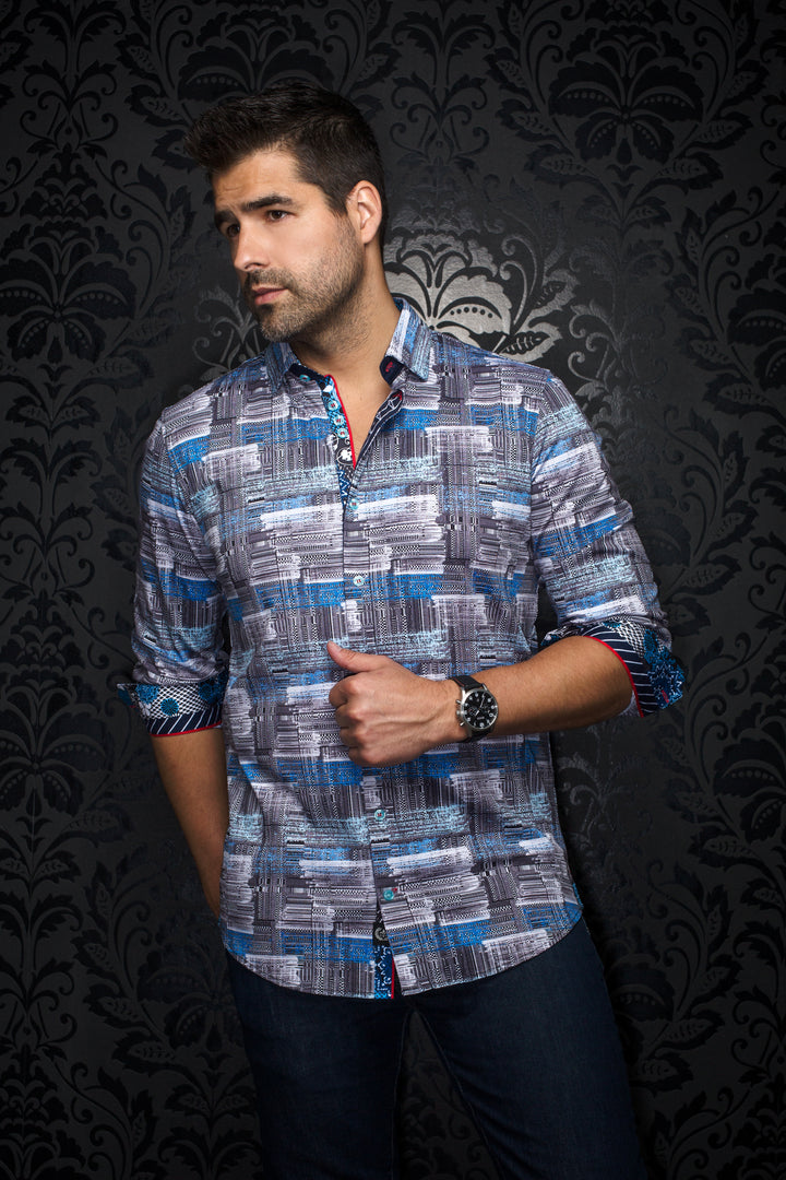 Au Noir Stretch Shirt | Sarnelli White Blue