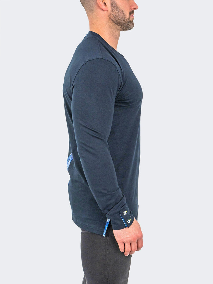 Maceoo Stretch Tshirts | V-Neck EdisonSolidCrypt Navy
