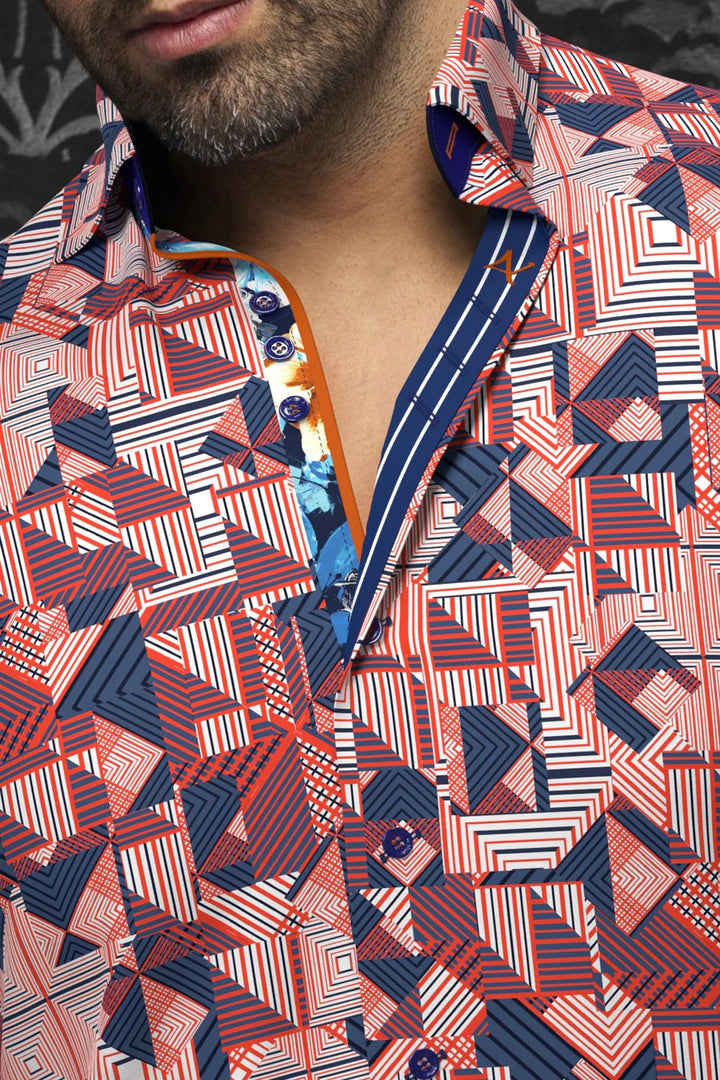 Noir Stretch Shirt | Arienzo White Orange
