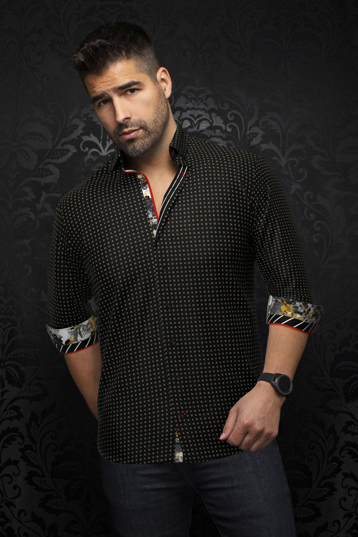 Au Noir Stretch Shirt | Arlo Black Gold