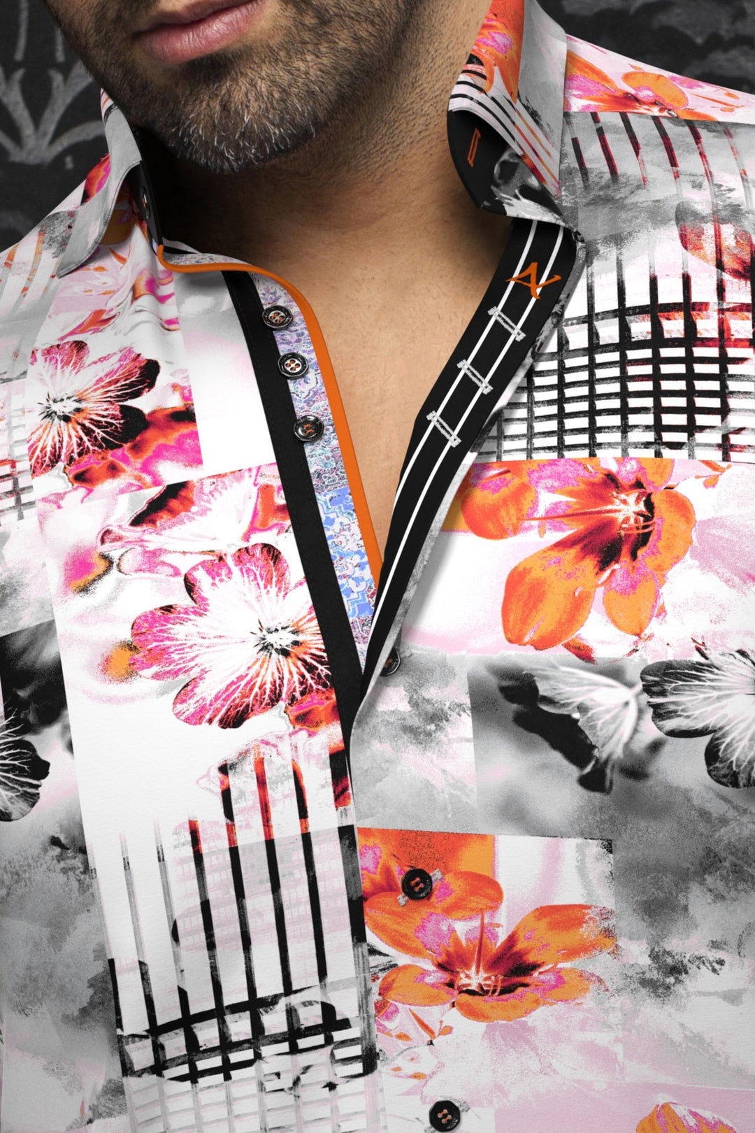 Au Noir Stretch Shirt | Brentano Orange Pink