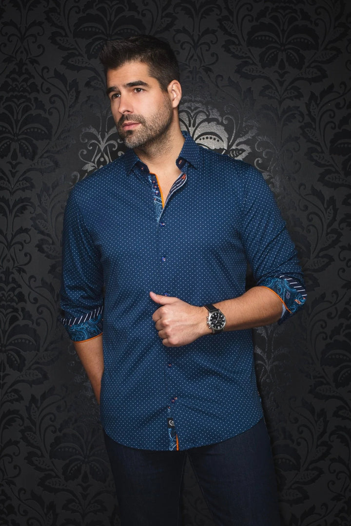 Au Noir Stretch Shirt | Caldara Navy