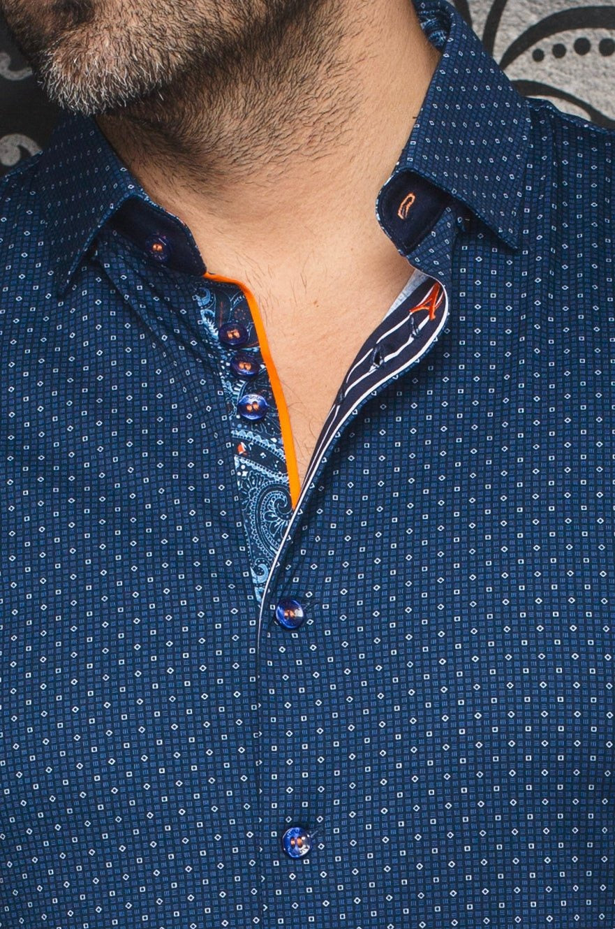 Au Noir Stretch Shirt | Caldara Navy