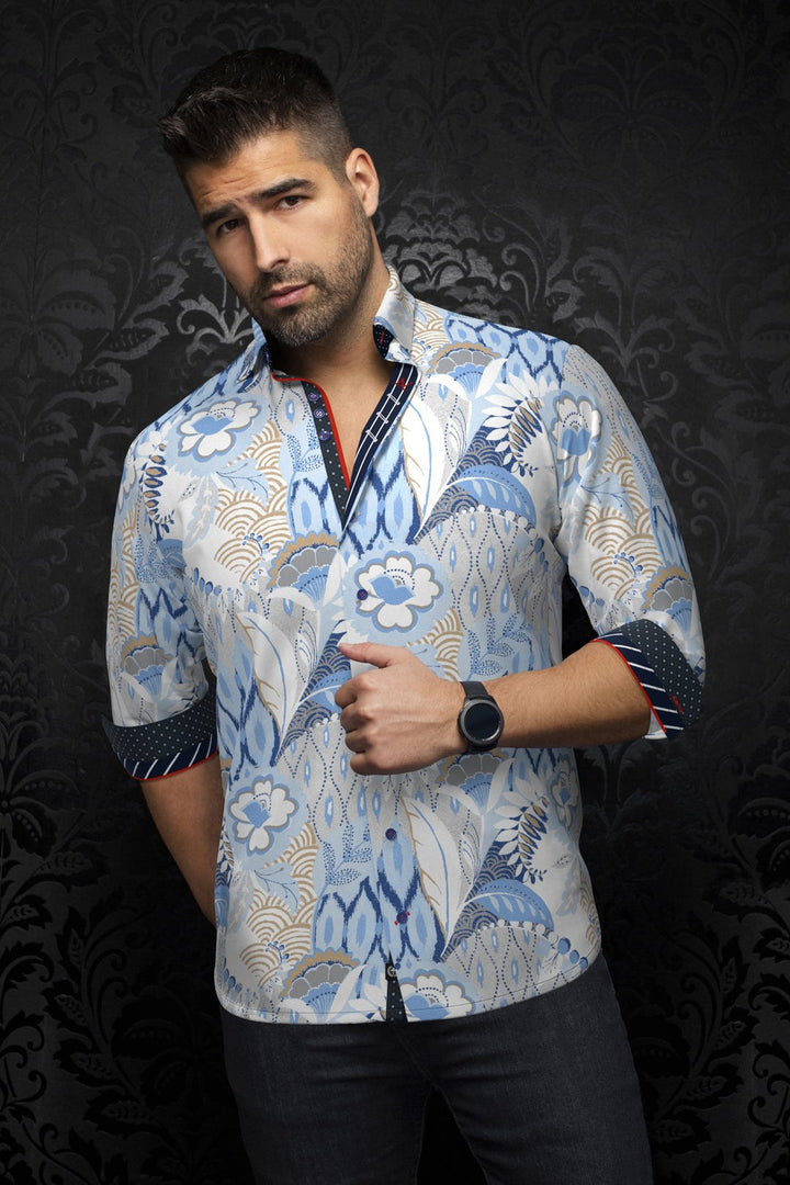 Au Noir Stretch Shirt | Flyn Light Blue