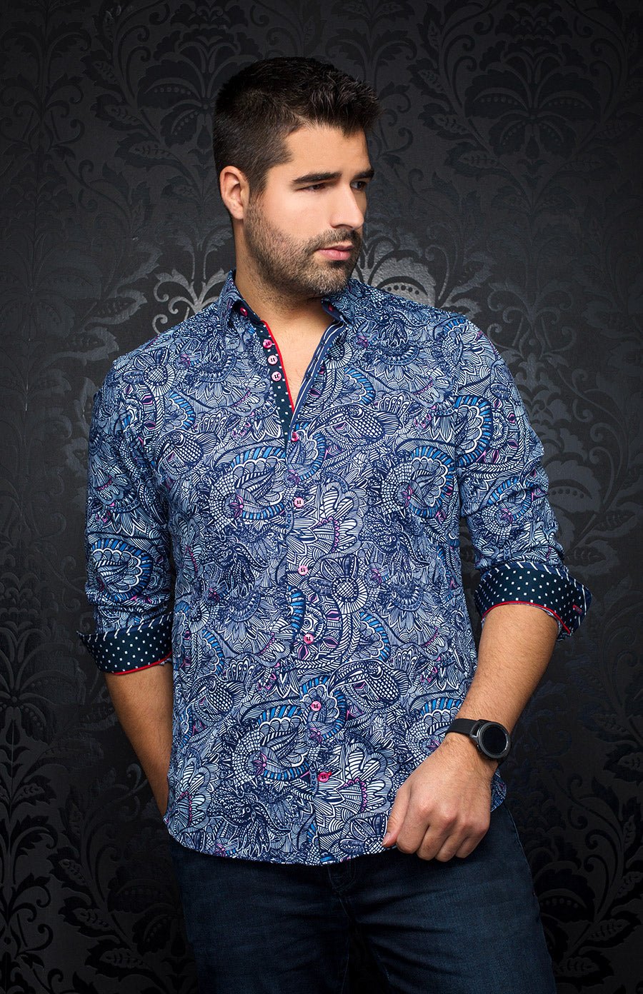Au Noir Stretch Shirt | Kahlo Sky Blue - Men Fashion