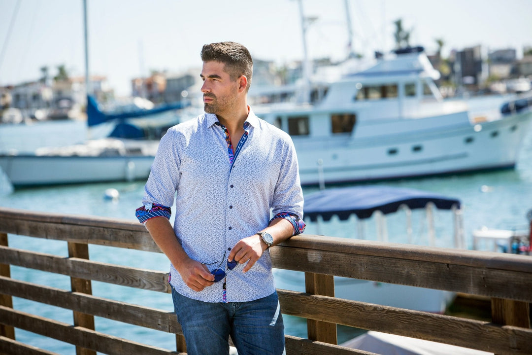 Au Noir Stretch Shirt | Mozi White Navy