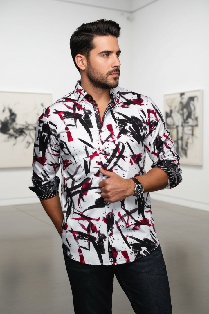 Au Noir Stretch Shirt | Zander White Red