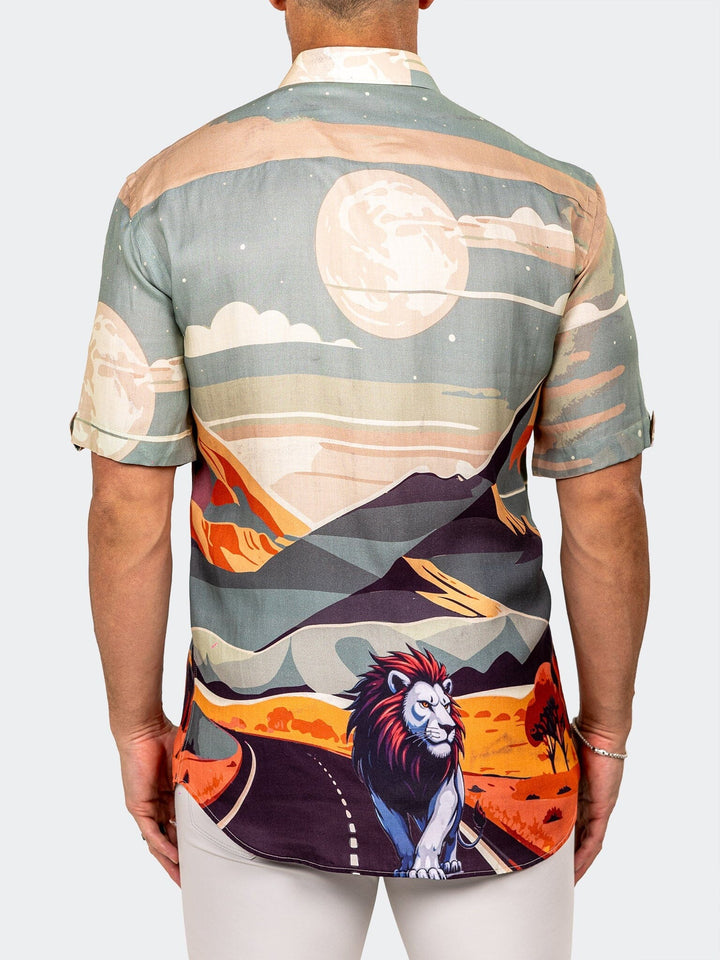 Maceoo Stretch Short-Sleeve Shirt | Galileo Marthyr Brown Shirt
