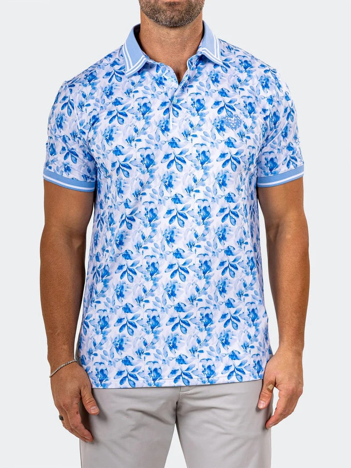 Maceoo Stretch Short-Sleeve Polos | Golf Polo Marthyr0007 Blue