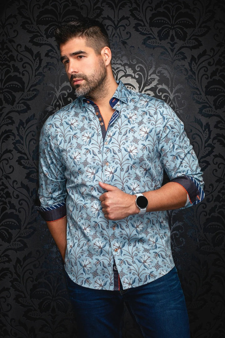 Au Noir Stretch Shirt | Harrington Steel Blue