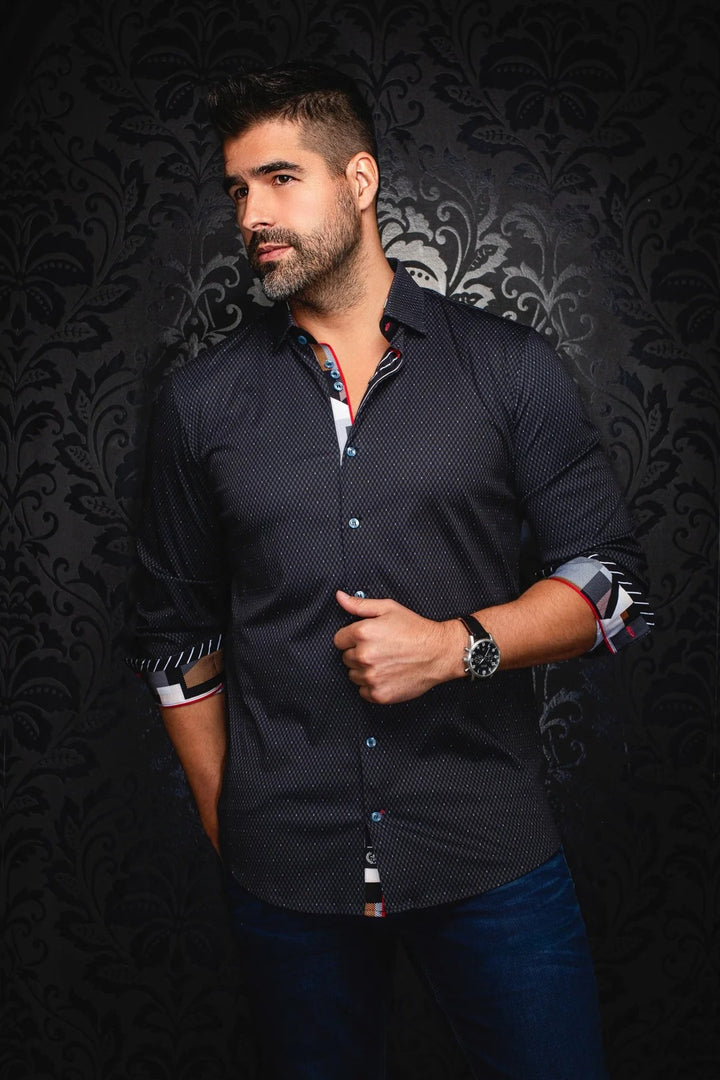 Au Noir Stretch Shirt | Hound Black Olive