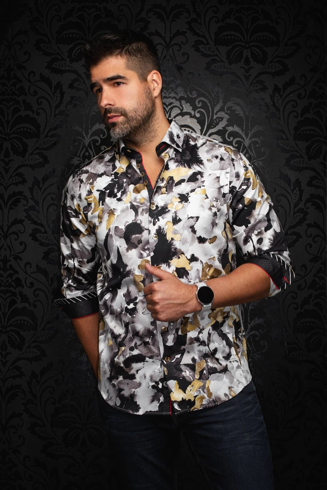 slim fit dress slacks Men's Premium Stretch Dress Shirt