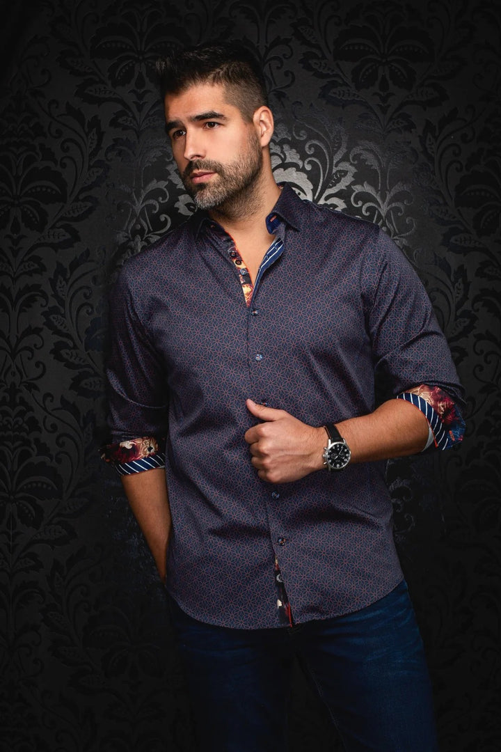 Au Noir Stretch Shirt | Nelumbo Navy Rust