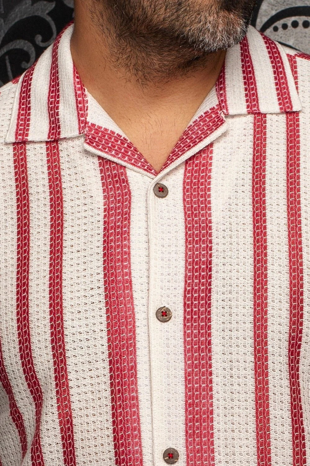 Au Noir Stretch Short Sleeve Shirt | Open Collar Raj-T Stone Cabernet