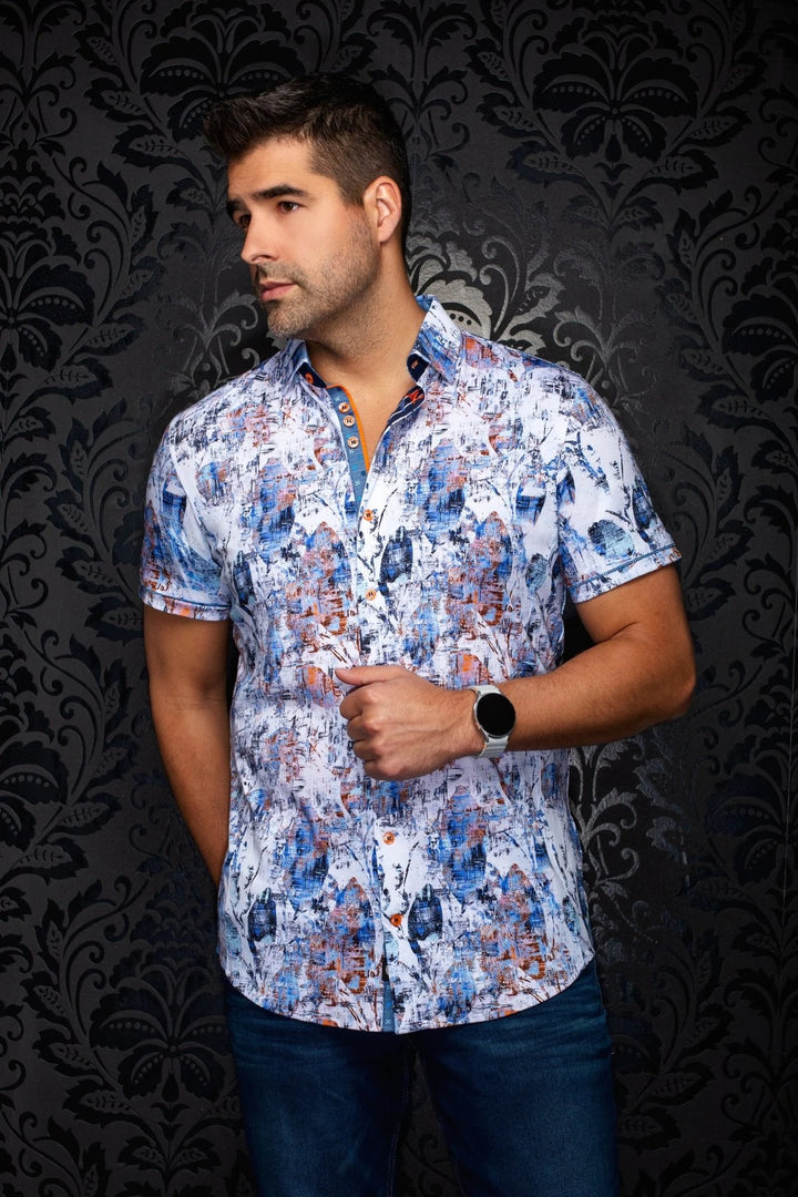 Au Noir Stretch Short Sleeve Shirt | Venice White Multi