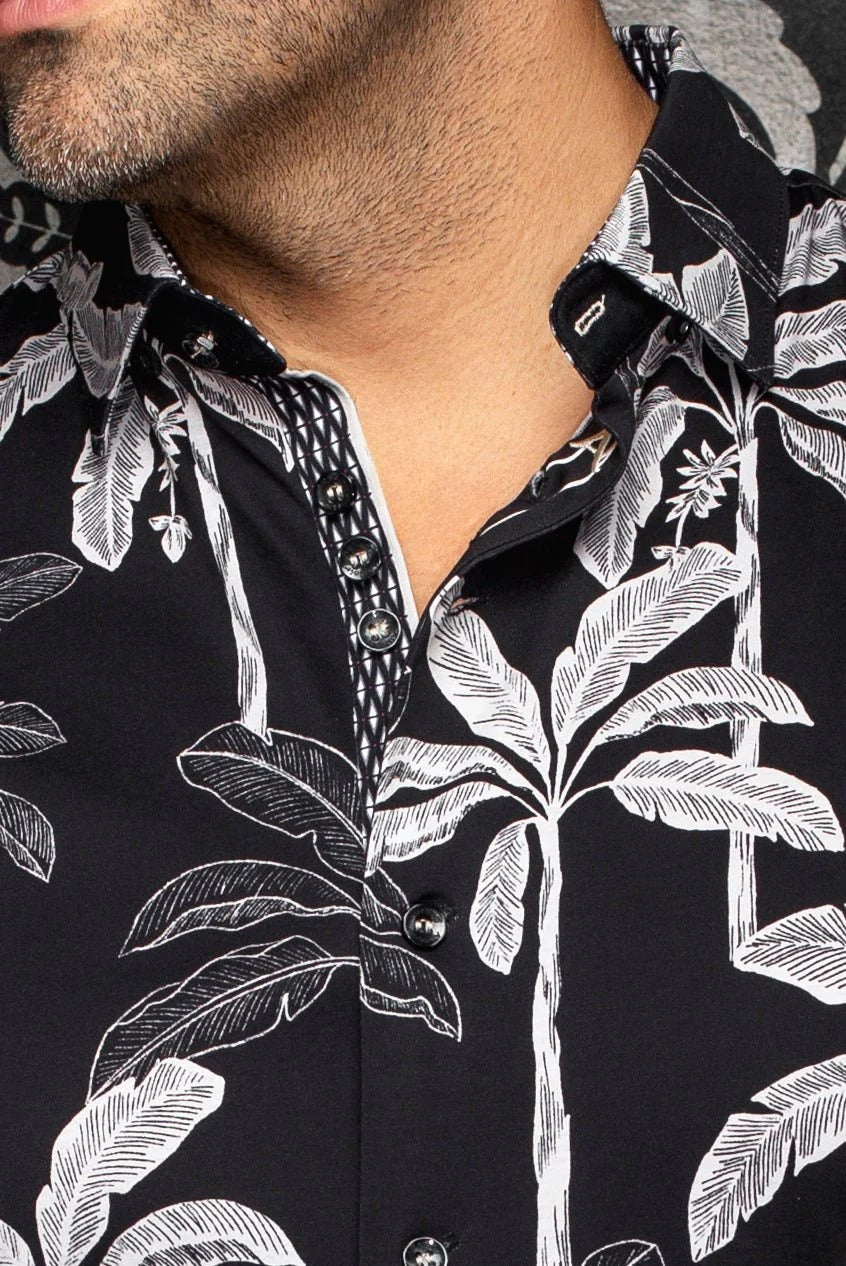 Au Noir Stretch Short Sleeve Shirt | Azure Black