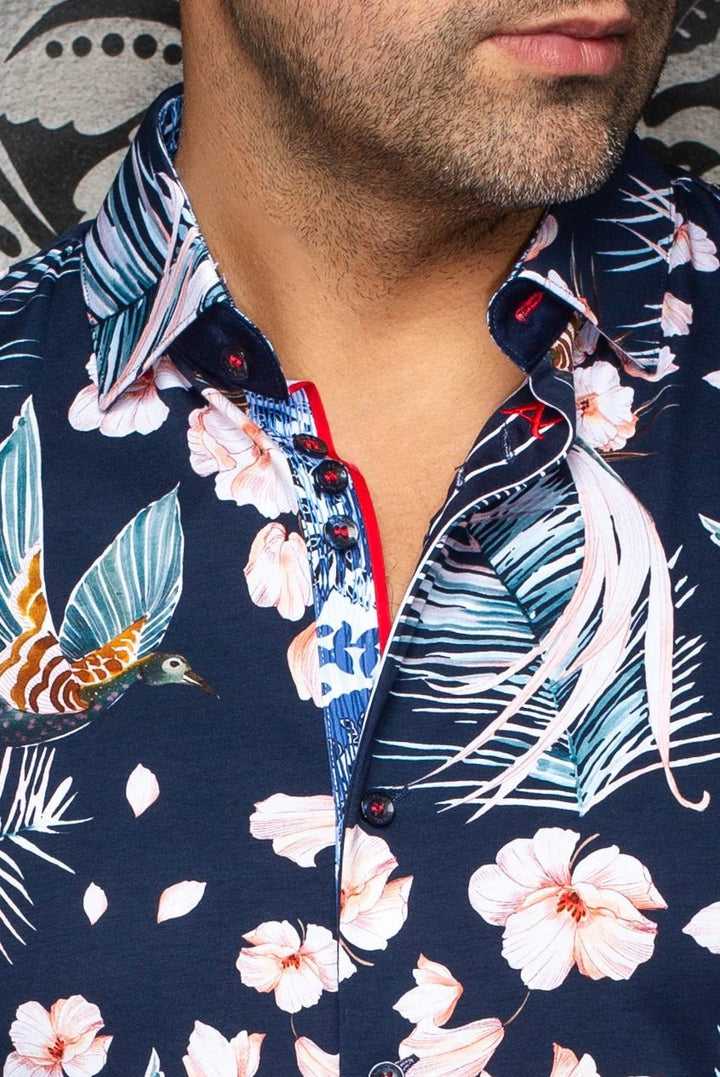 Au Noir Stretch Short Sleeve Shirt | Brasilia Navy