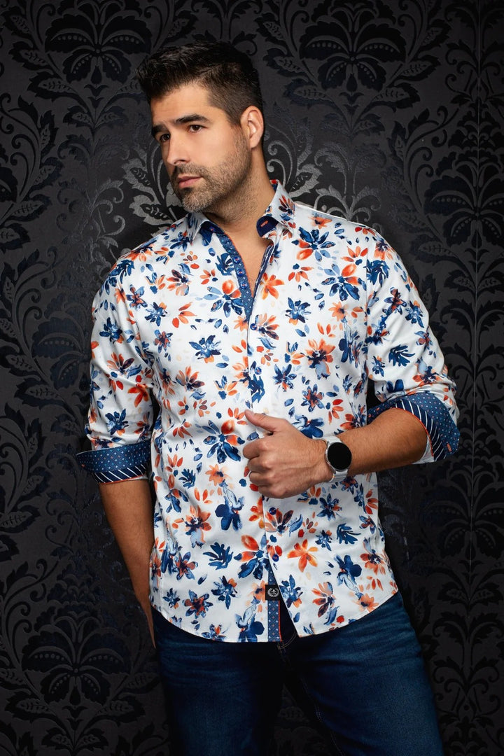 Au Noir Stretch Shirt | Amaro Light Blue Orange