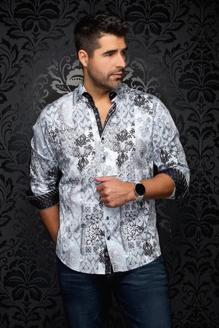 Au Noir Stretch Shirt | Cascais White Teal