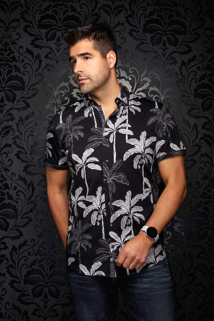 Au Noir Stretch Short Sleeve Shirt | Azure Black