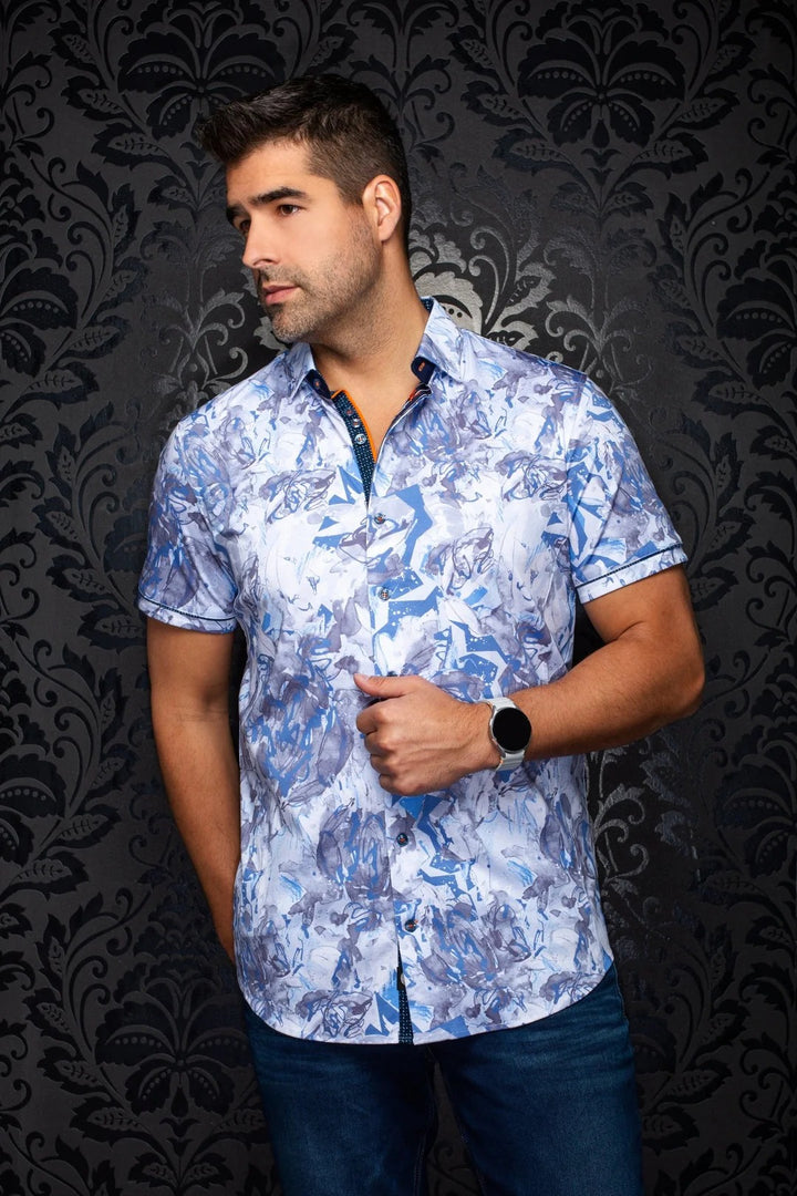 Au Noir Stretch Short Sleeve Shirt | Marbella Blue