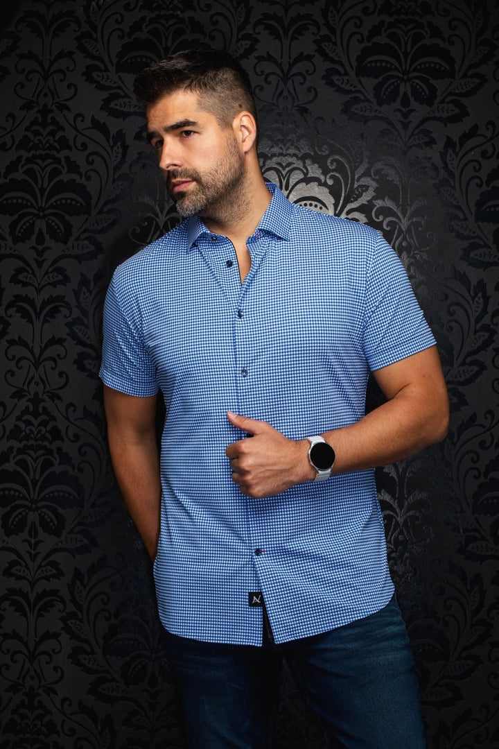 Au Noir Stretch Short Sleeve Shirt | Genova Navy