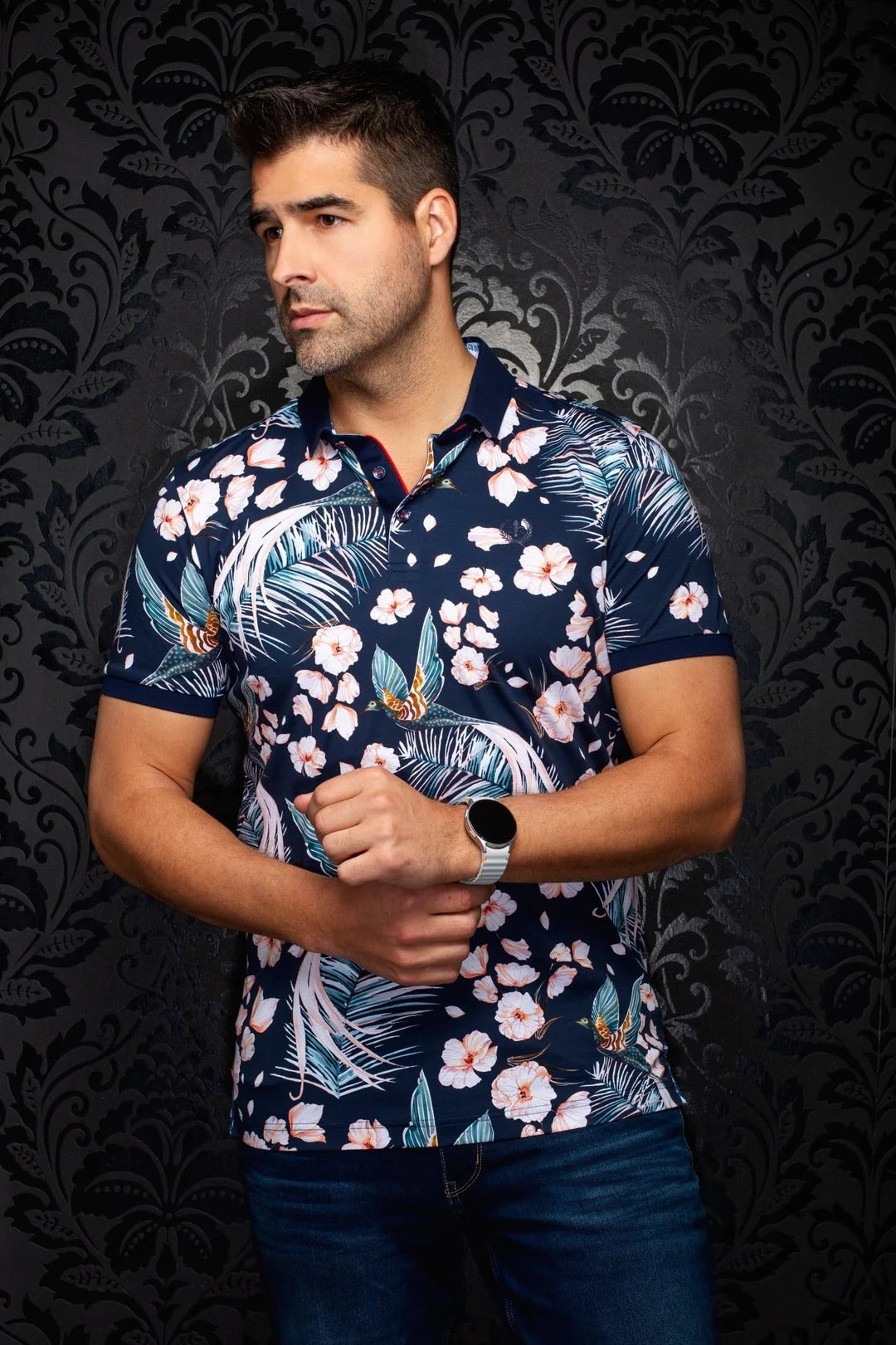 Au Noir Stretch Short-Sleeve Polo | Campinas Navy