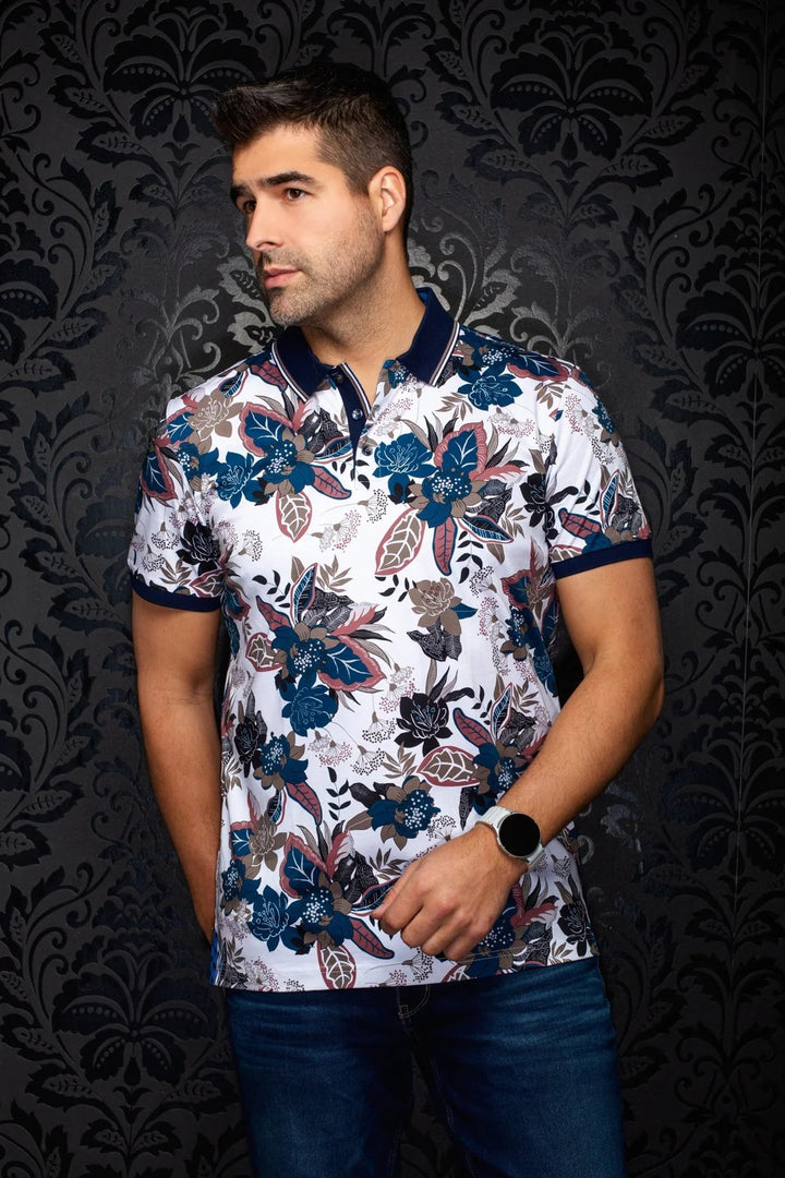 Au Noir Stretch Short-Sleeve Polo | Hiva White Khaki