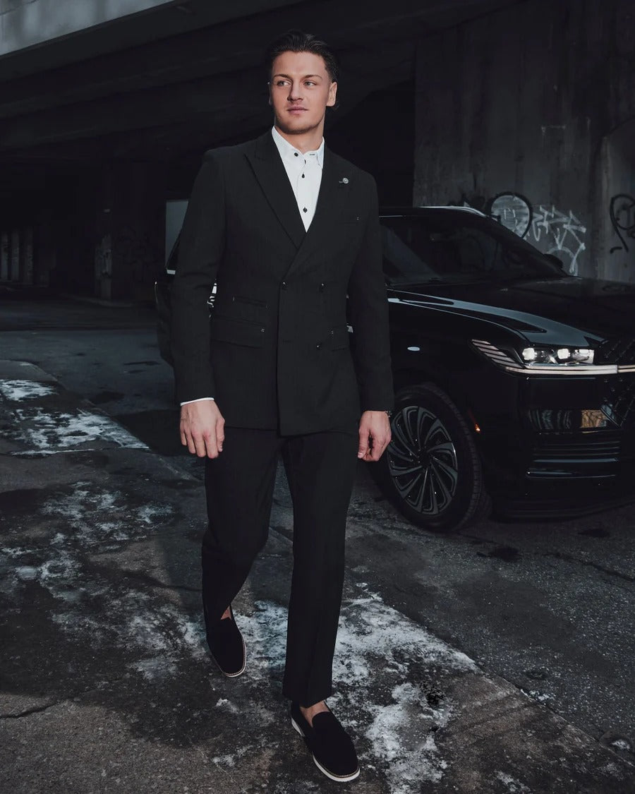 Men's Premium Suede Loafers in Black 9.5 / Black