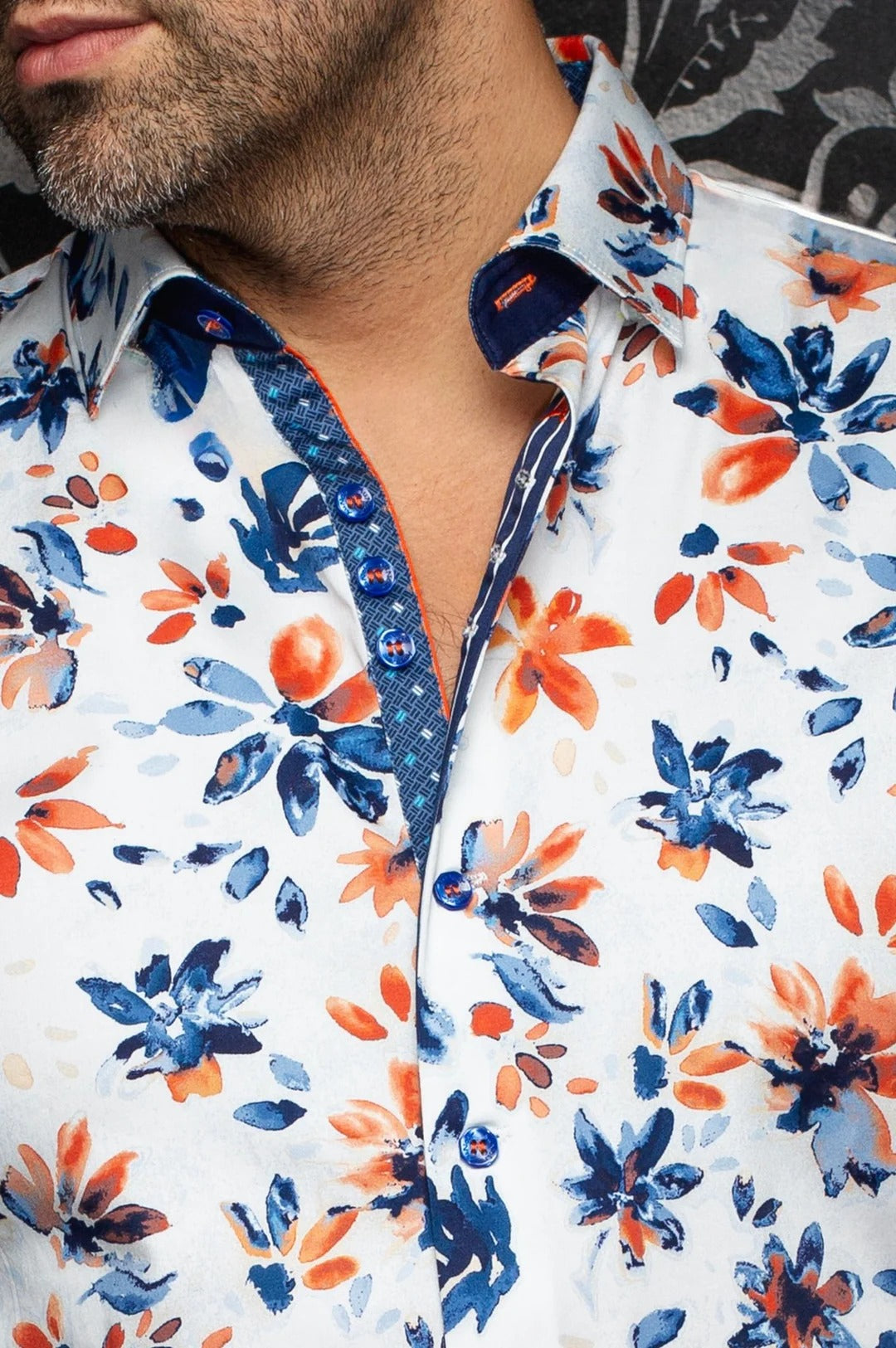 Au Noir Stretch Shirt | Amaro Light Blue Orange