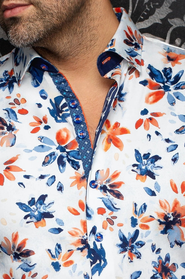 Au Noir Stretch Shirt | Amaro Light Blue Orange