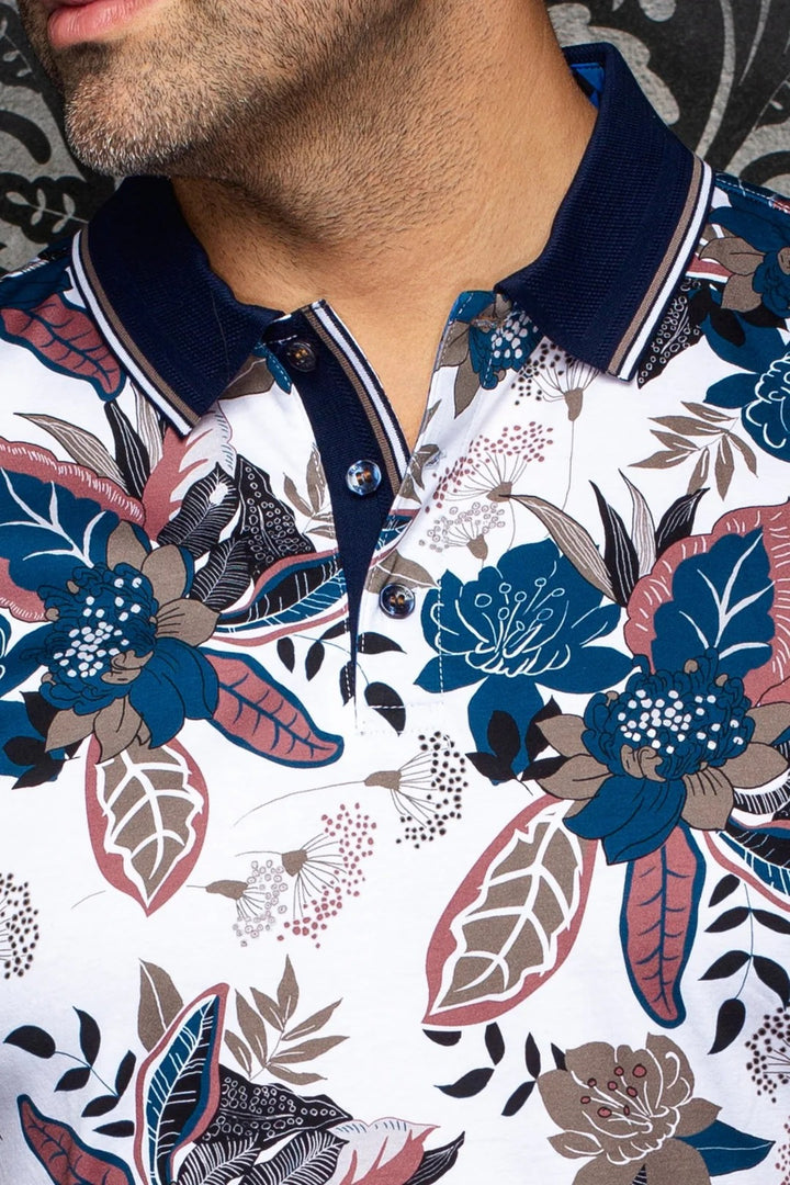 Au Noir Stretch Short-Sleeve Polo | Hiva White Khaki
