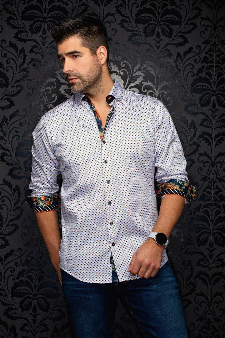 Au Noir Stretch Shirt | Sabah White Orange