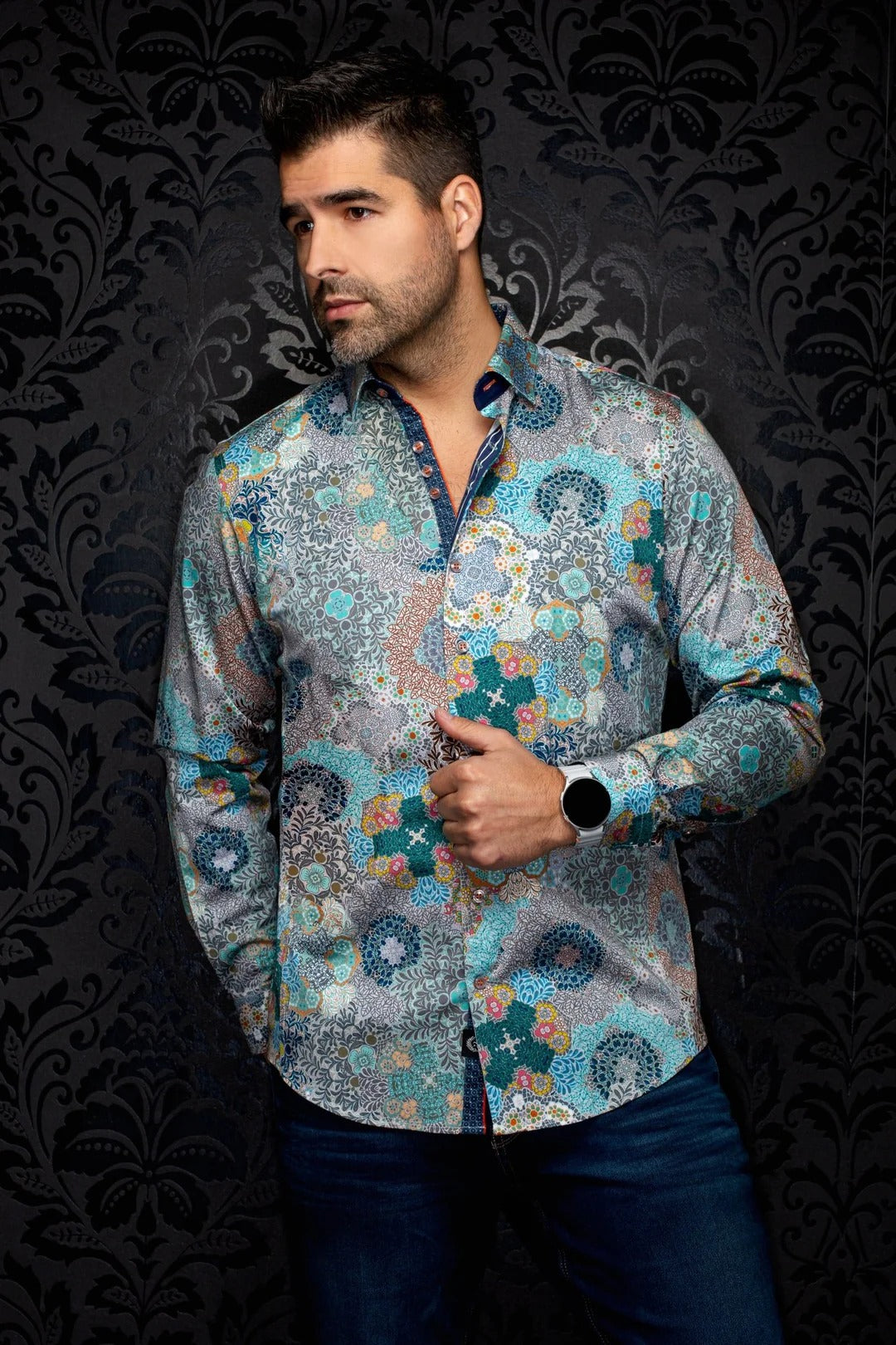 Au Noir Stretch Shirt | Ashar Aqua Green