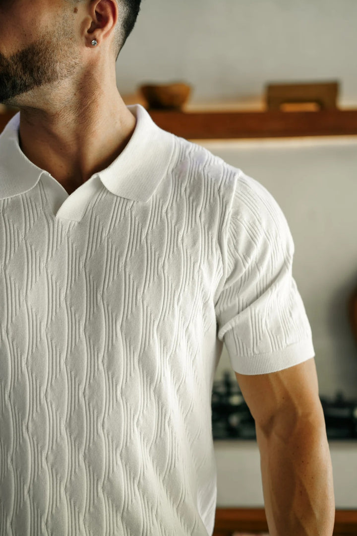 Au Noir Stretch Short-Sleeve Polo | Polo Tricot Lowick White
