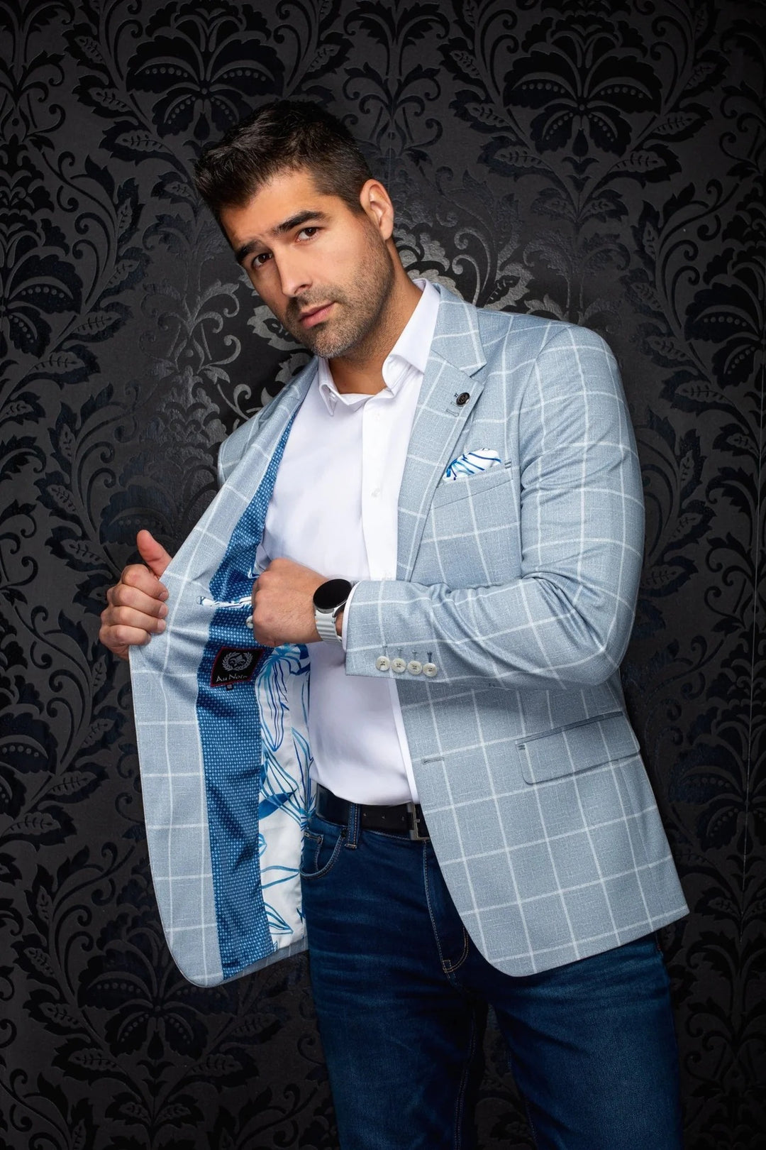 Au Noir Stretch Blazer | Finn Blue