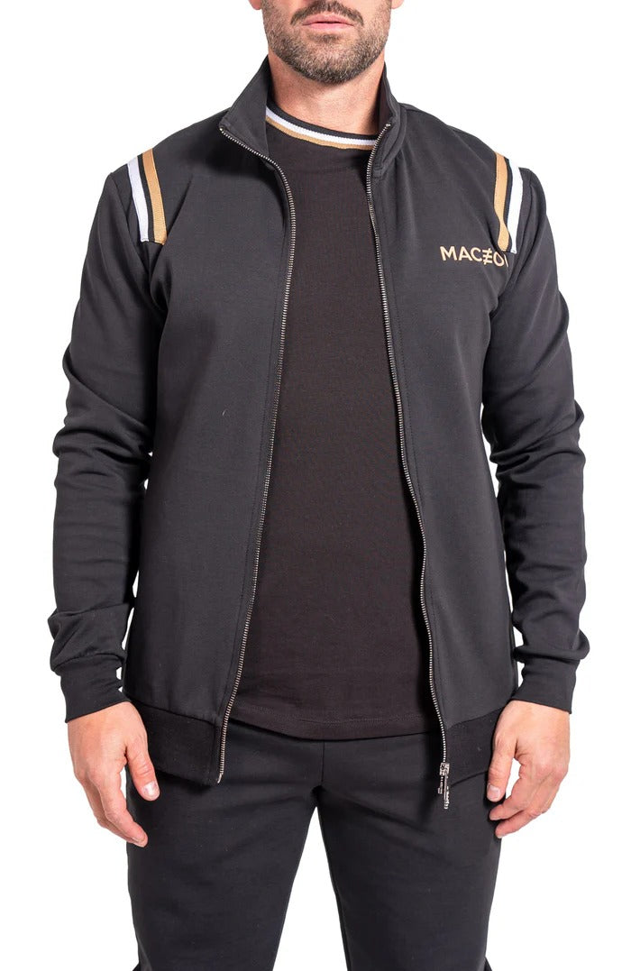 Maceoo Stretch Athletic Wear | Zipper Modish85 Black