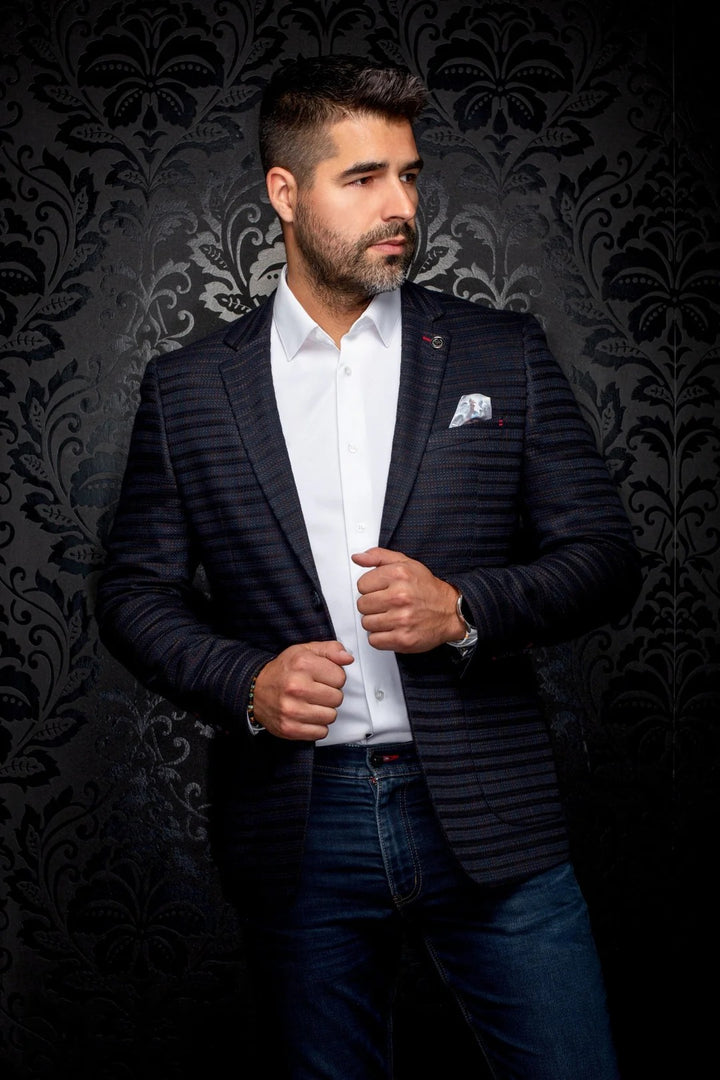 Au Noir Stretch Blazer | Elba Navy Brown