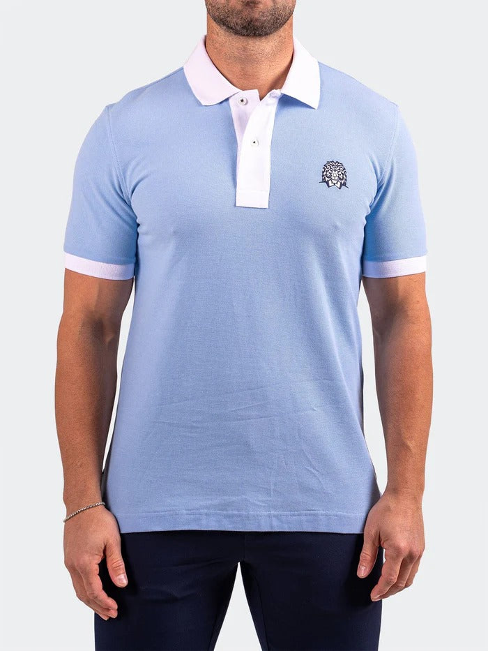 Maceoo Stretch Short-Sleeve Polos | Polo MozartSpeckTip Blue