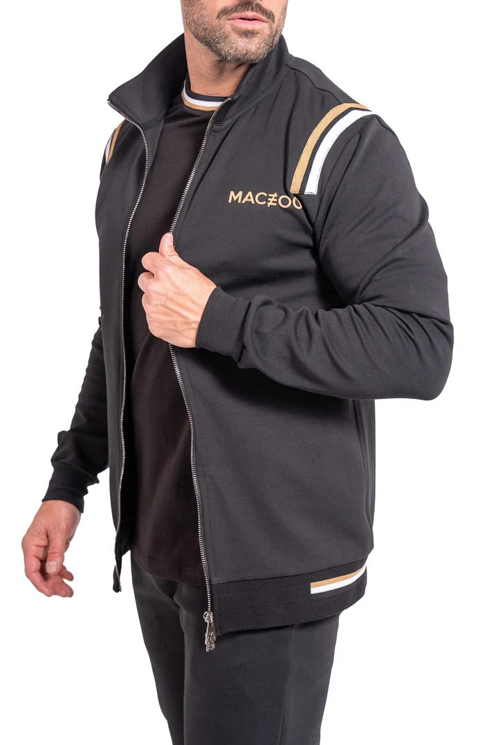 Maceoo Stretch Athletic Wear | Zipper Modish85 Black