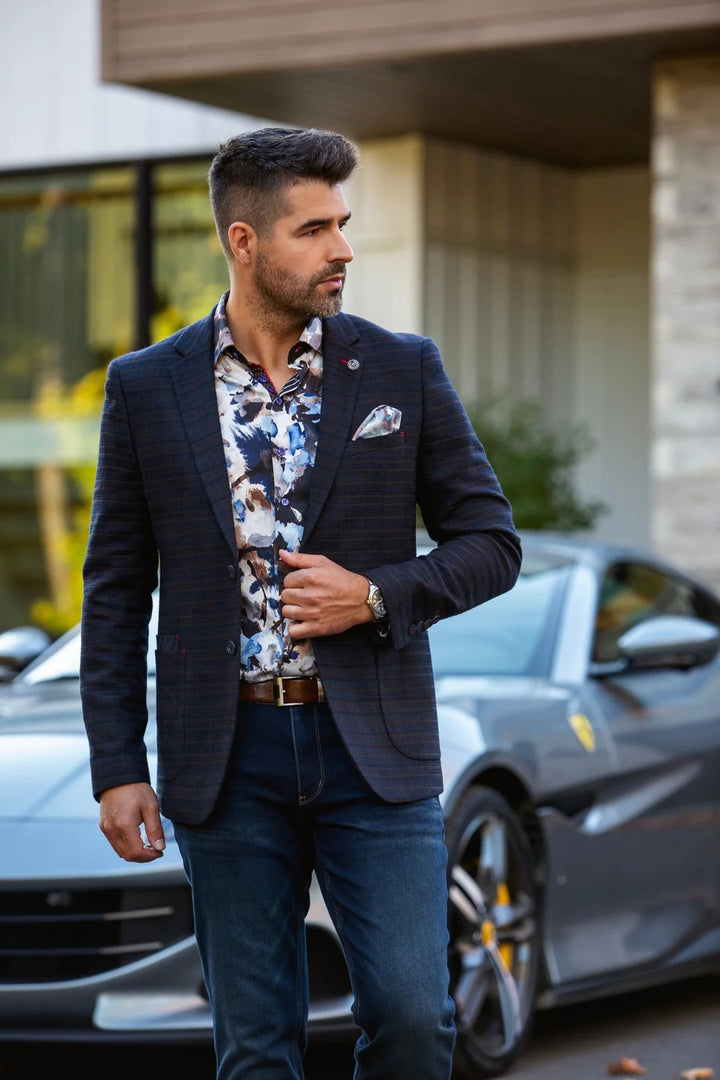 Au Noir Stretch Blazer | Elba Navy Brown