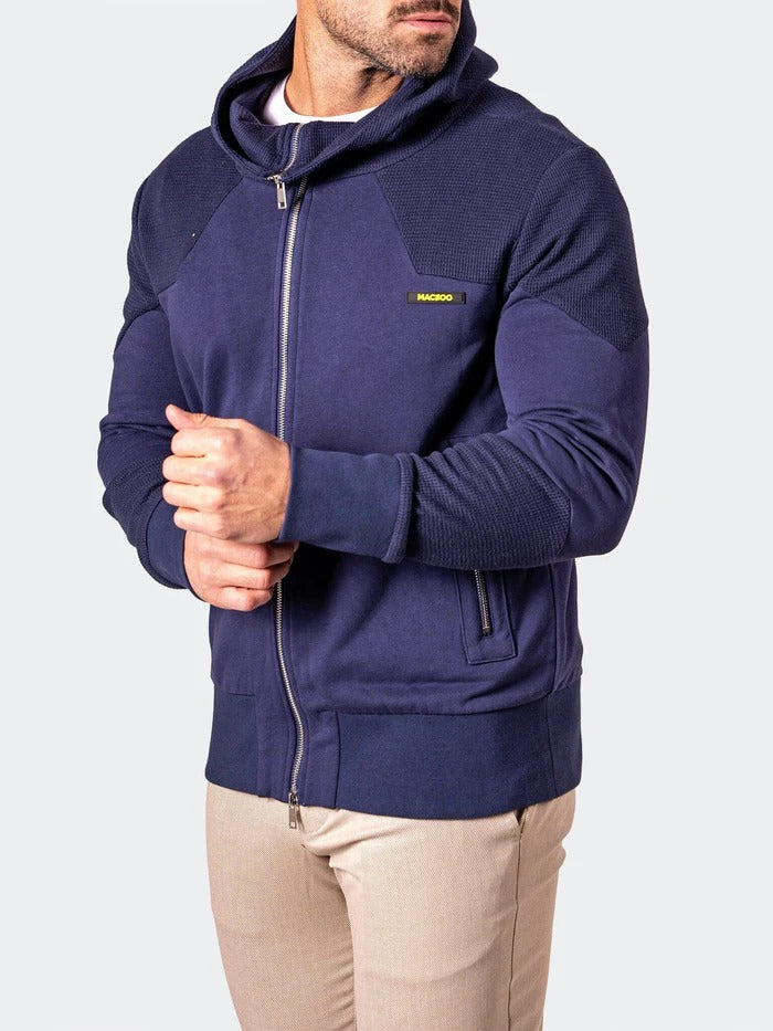 Maceoo Stretch Athletic Wear | Hoodie Indigo Blue