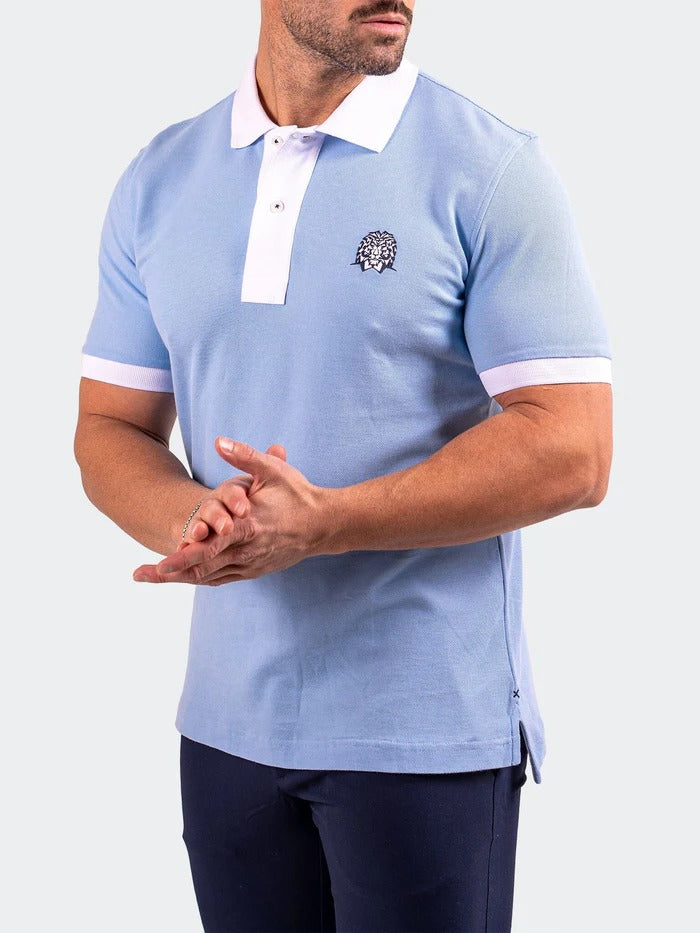 Maceoo Stretch Short-Sleeve Polos | Polo MozartSpeckTip Blue