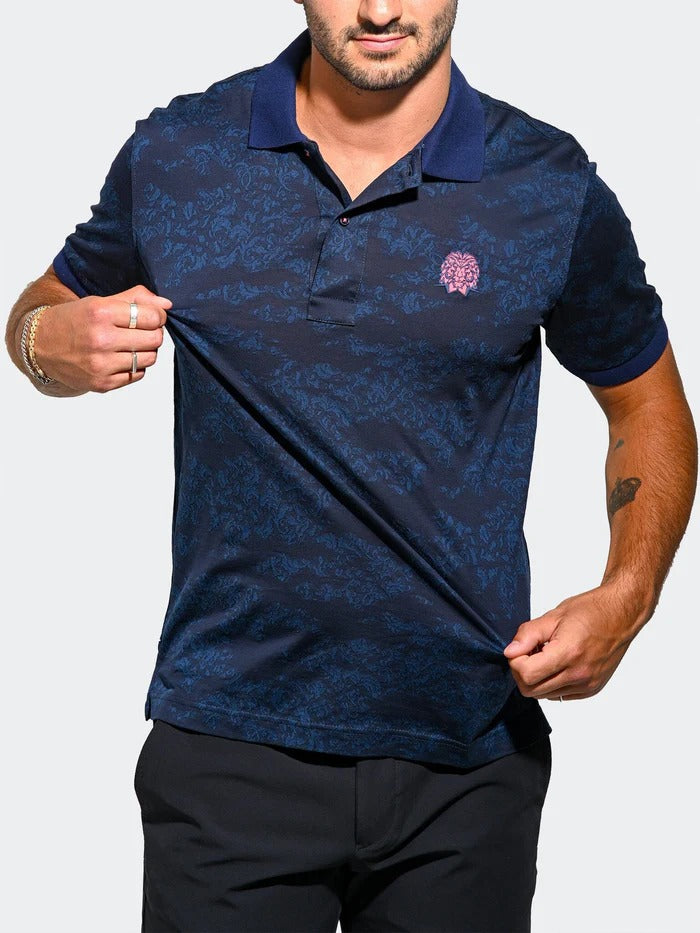 Maceoo Stretch Short-Sleeve Polos | Polo MozartSwirlTip Blue
